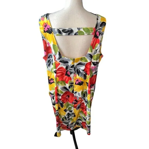 Dressbarn Size 22w Floral Sleeveless Dress - Red, Yellow, Black - Picture 2 of 7